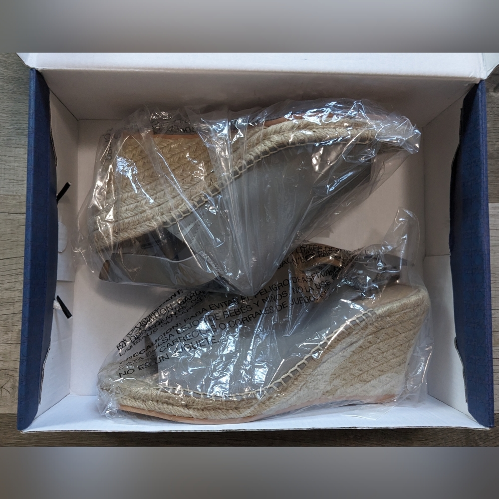 Caslon Sutton Gray Slingback Leather Espadrille Sandal Size 8.5 Like NEW in box - Picture 10 of 15
